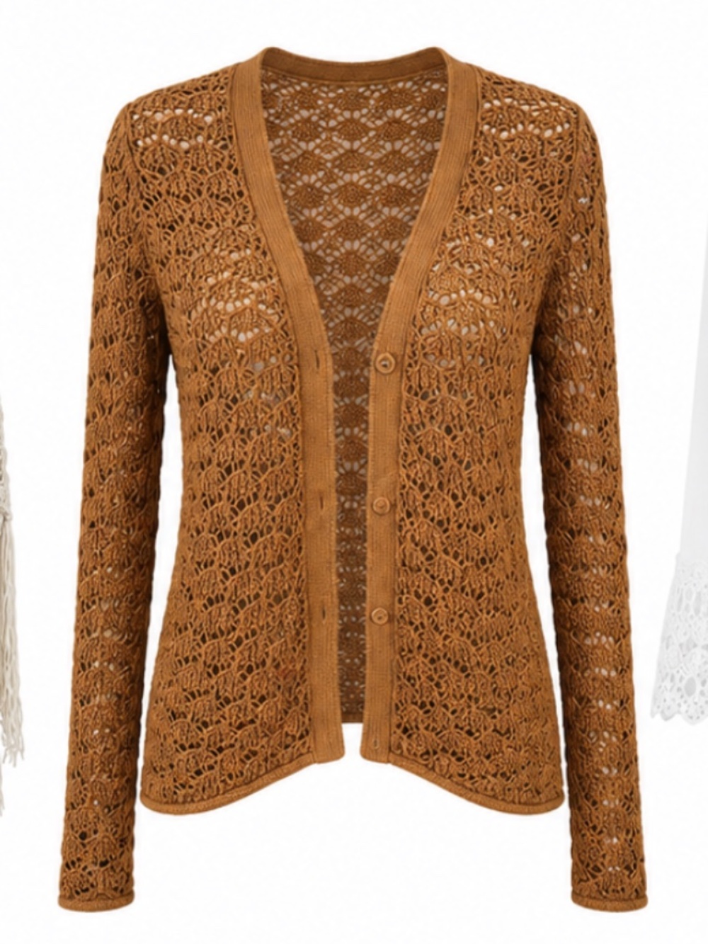 🔥3/$15 Old Navy Crochet Open-Front Cardigan - Rust Brown